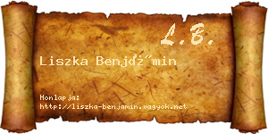 Liszka Benjámin névjegykártya